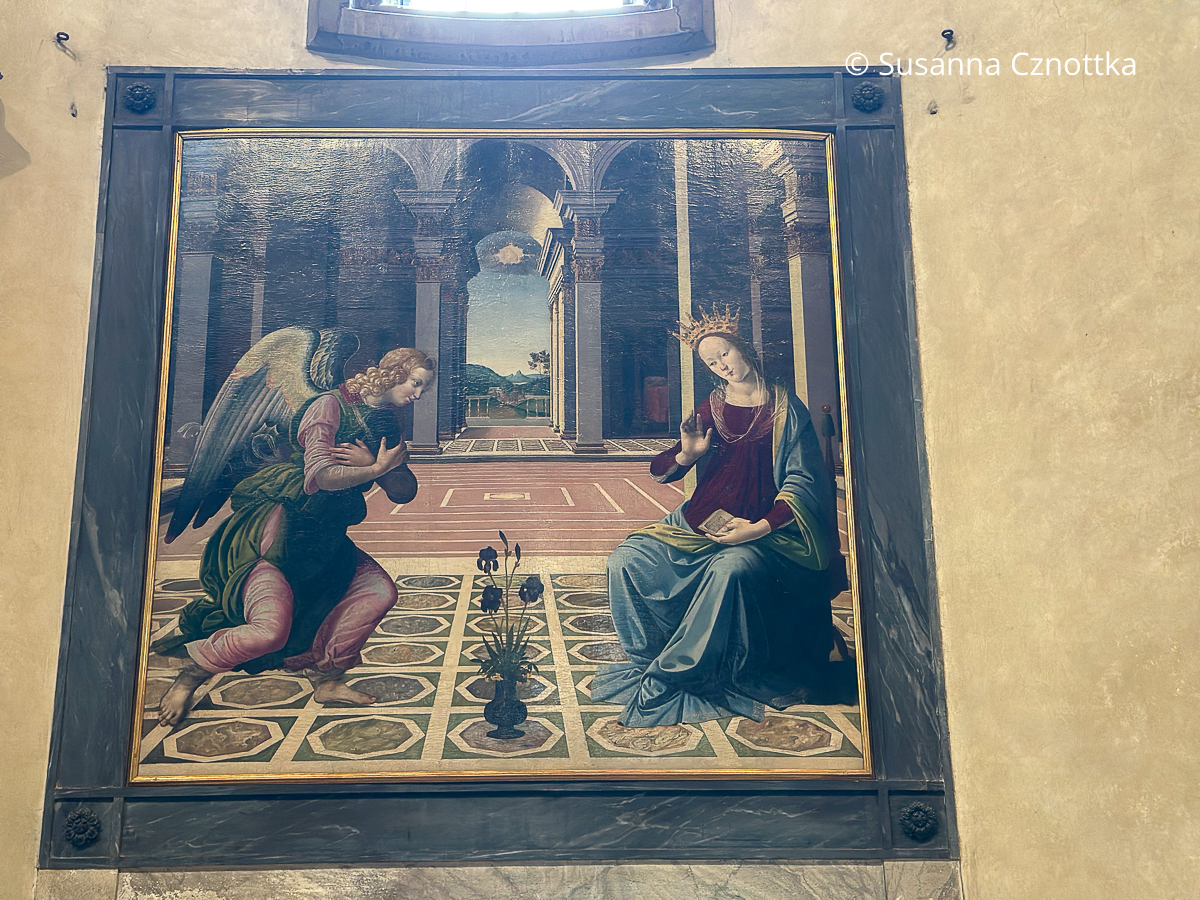 Annunciation (Verkündigung), Pietro Donzello, Basilica di Santo Spirito in Florenz