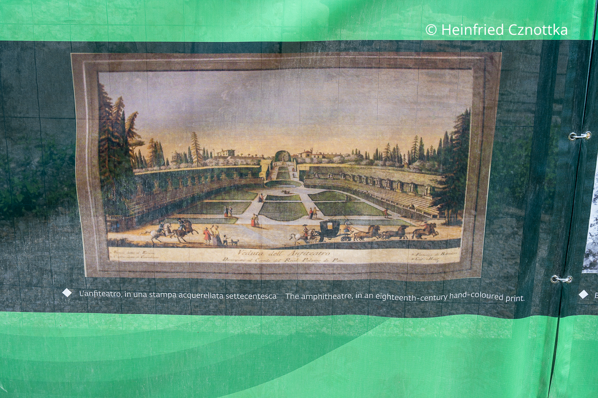 Das Amphitheater des Giardino di Boboli, Florenz, Darstellung aus dem 18. Jahrhundert Das Amphitheater des Giardino di Boboli, Florenz, Darstellung aus dem 18. Jahrhundert