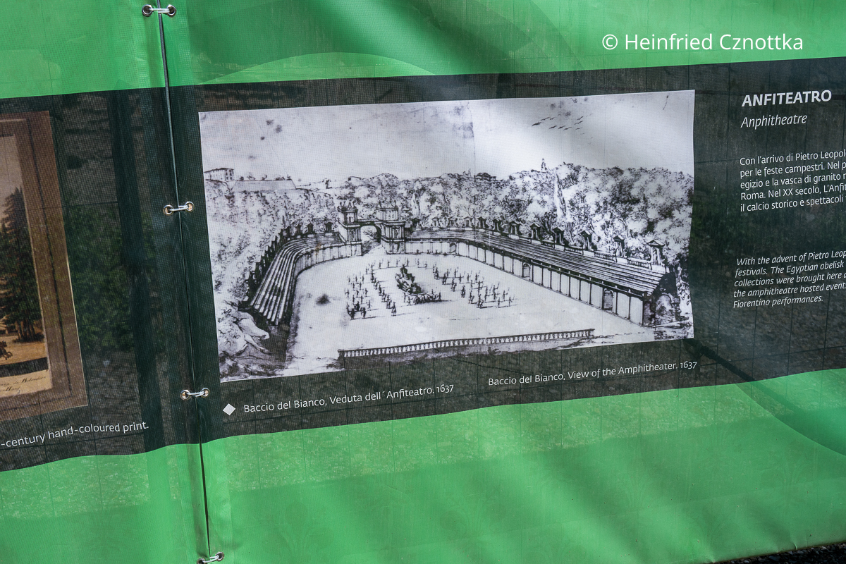 Das Amphitheater des Giardino di Boboli, Florenz, Darstellung aus dem 17. Jahrhundert Das Amphitheater des Giardino di Boboli, Florenz, Darstellung aus dem 17. Jahrhundert